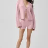 Wool Cashmere Ribbed Noble Short - Vintage Pink