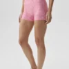 3" Airlift Gingham High-Waist Sleek Short - Paradise Pink Gingham