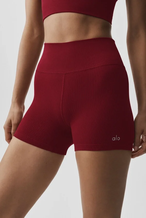 4" Seamless Modal Ribbed High-Waist Short - Summer Romance Red