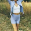 5" Airbrush High-Waist Biker Short - Light Provence Blue