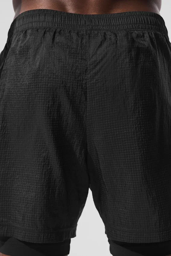 5" Game Time Ripstop 2-in-1 Short - Black/Black
