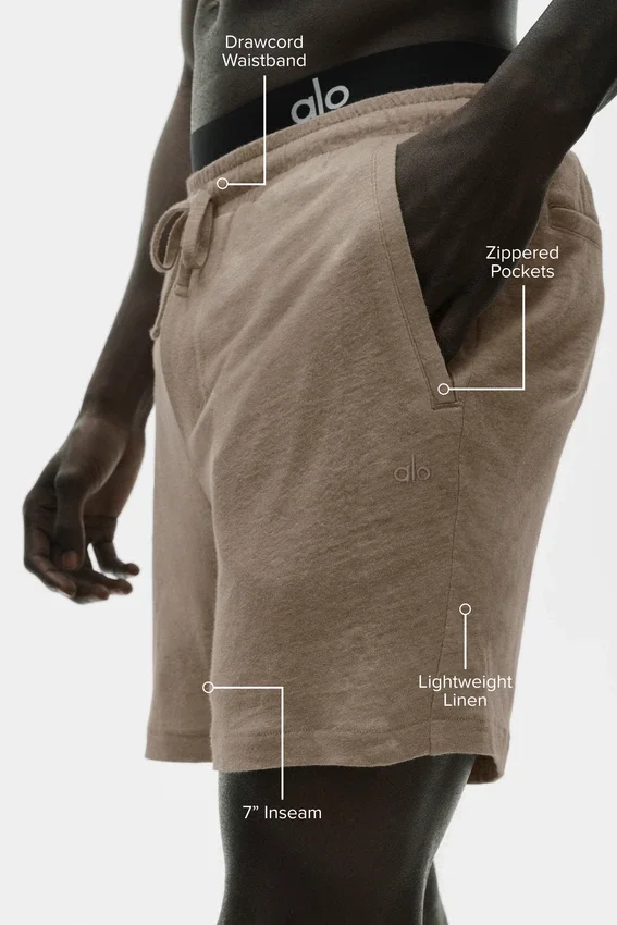 7" Linen Jersey Coastal Short - Gravel