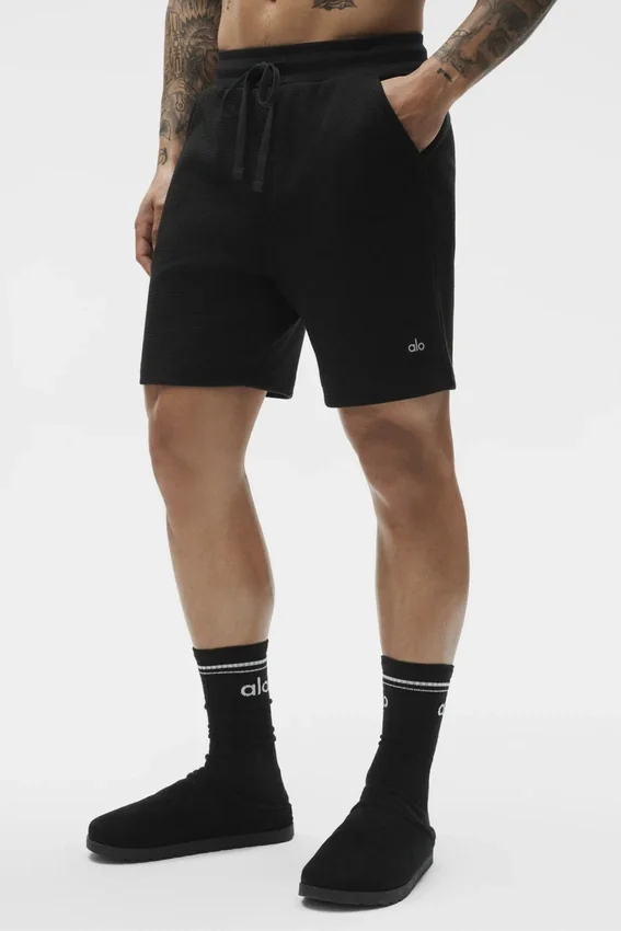 7" Waffle Lounge Short - Black
