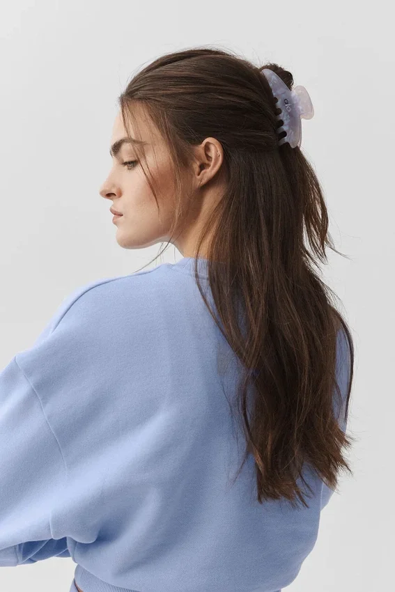 90'S Claw Clip - Light Provence Blue Marble