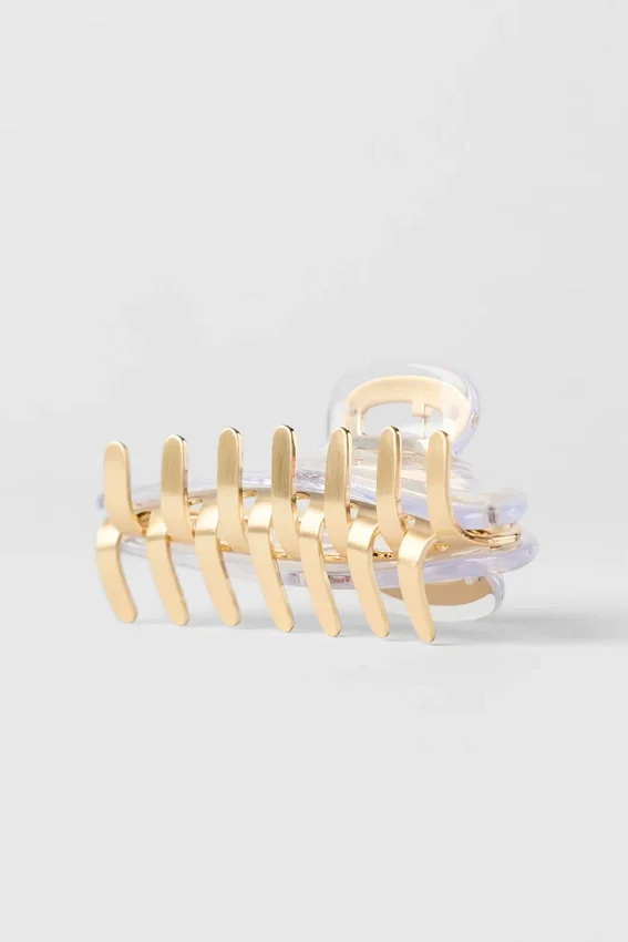 Acrylic Illusion Claw Clip - Clear/Brushed Gold