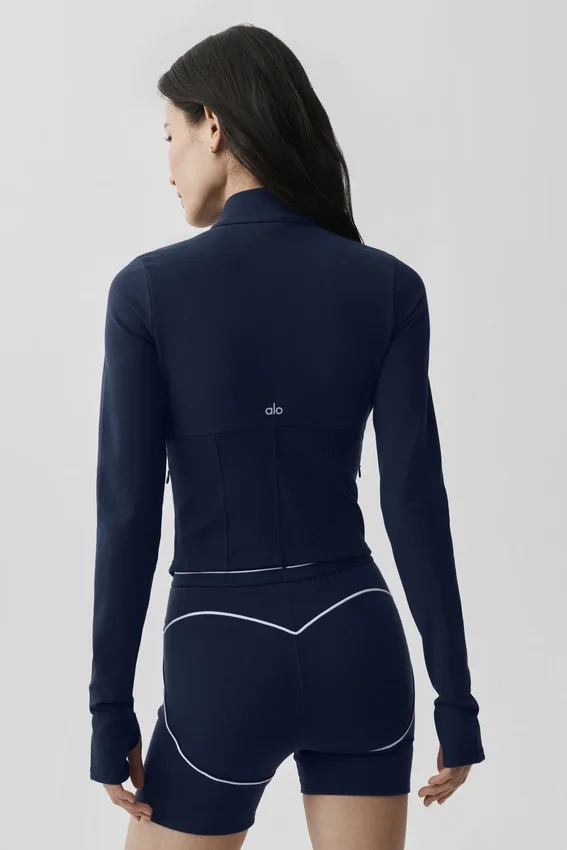 Airbrush Corset Full Zip Jacket - Navy