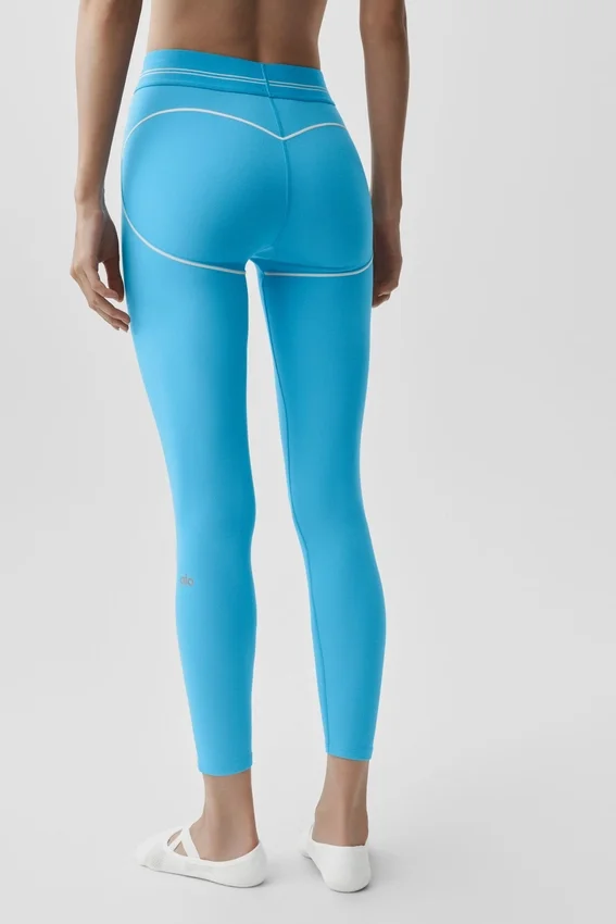 Airbrush High-Waist 7/8 Heart Throb Legging - Azure Blue/White