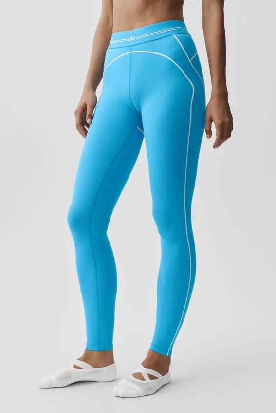 Airbrush High-Waist Heart Throb Legging - Azure Blue/White