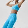 Airbrush High-Waist Heart Throb Legging - Azure Blue/White
