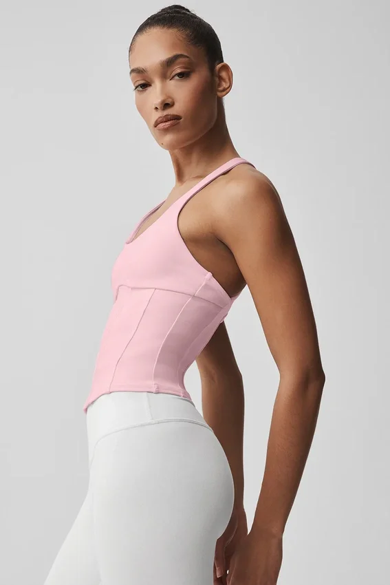 Airbrush Sparks Fly Corset Tank - Vintage Pink