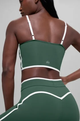 Airbrush Streamlined Bra Tank – Clover Green/White