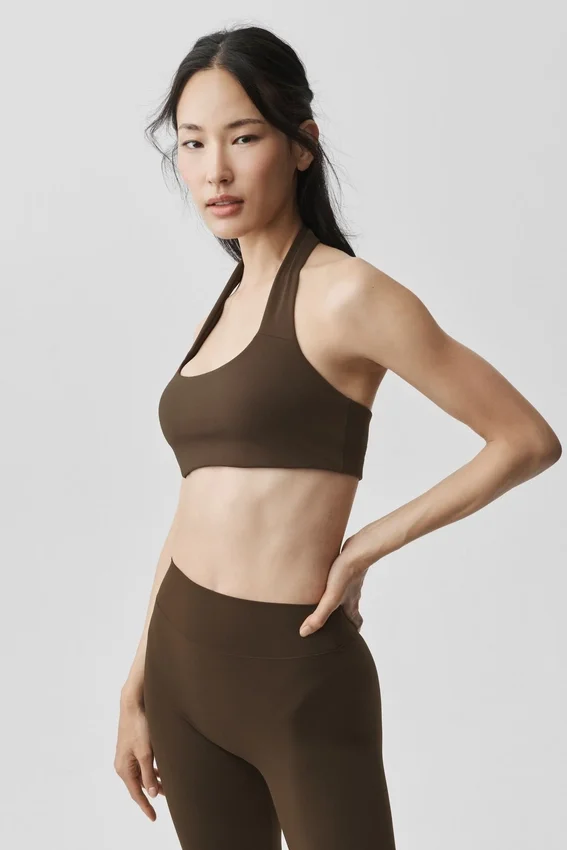 Alo Softsculpt Feel the Heat Halter Bra - Espresso