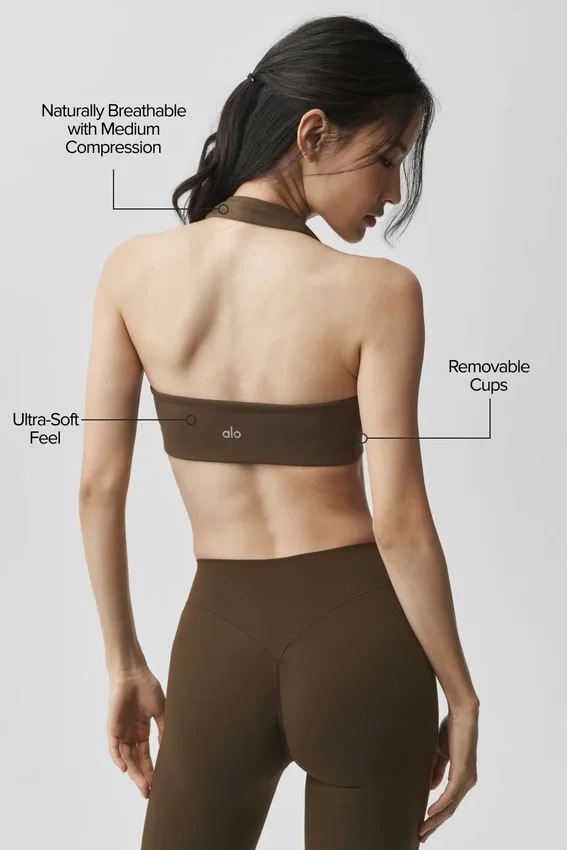 Alo Softsculpt Feel the Heat Halter Bra - Espresso
