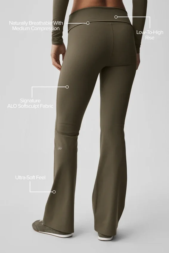 Alo Softsculpt Foldover Flare Legging - Olive Tree