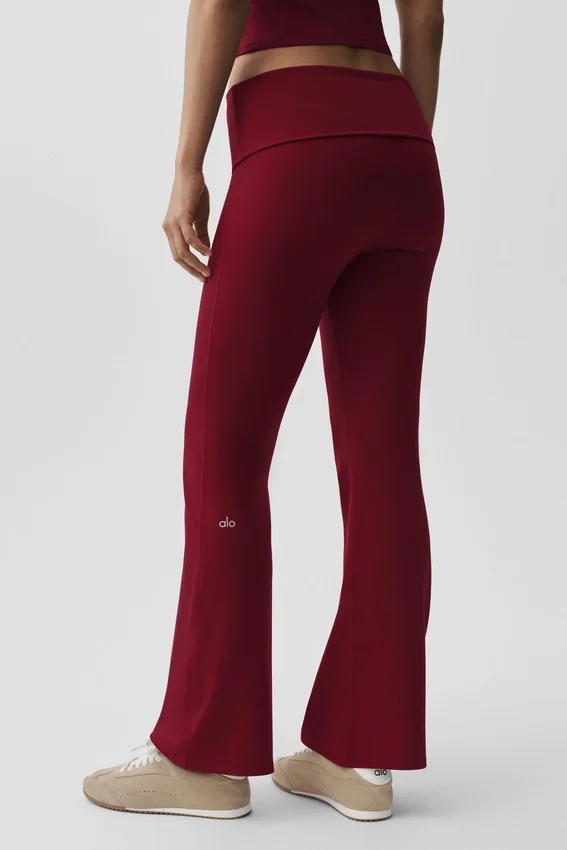 Alo Softsculpt Foldover Flare Legging - Summer Romance Red