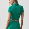 Alo Softsculpt Full Zip Short Sleeve - Emerald Isle