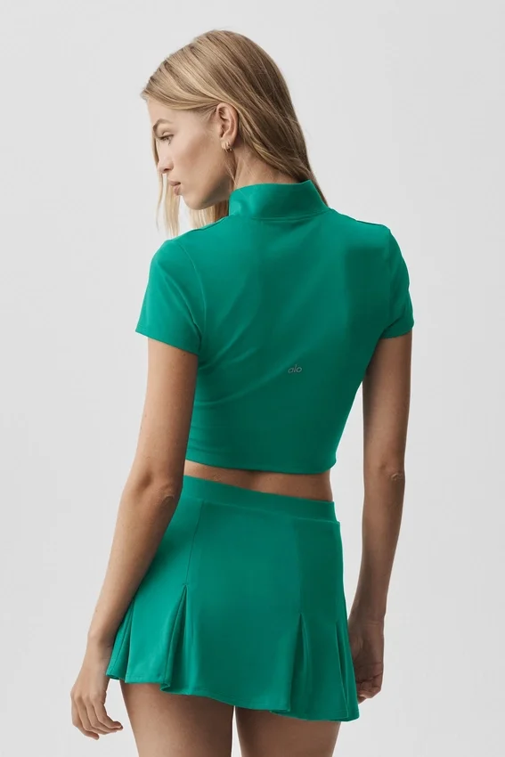 Alo Softsculpt Full Zip Short Sleeve - Emerald Isle