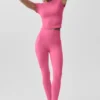 Alo Softsculpt Precision Short Sleeve Top - Paradise Pink