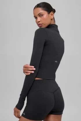Alo Softsculpt Precision 1/4 Zip Long Sleeve – Black