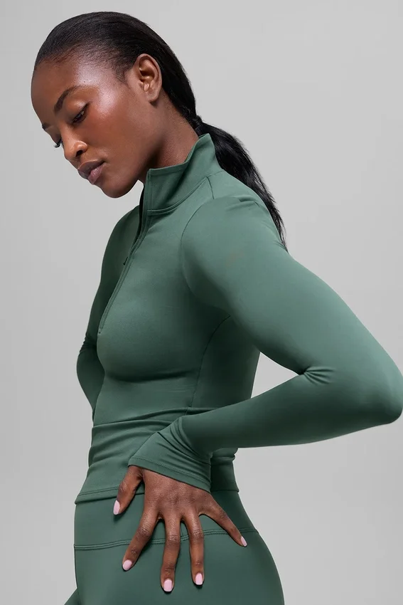 Alo Softsculpt Precision 1/4 Zip Long Sleeve - Clover Green