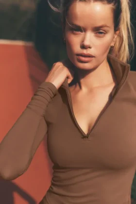Alo Softsculpt Precision 1/4 Zip Long Sleeve - Sun Kissed Brown