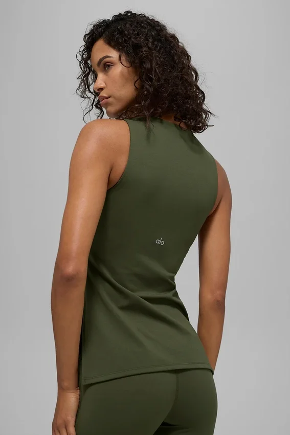 Alo Softsculpt Precision Full Length Bra Tank - Green Olive