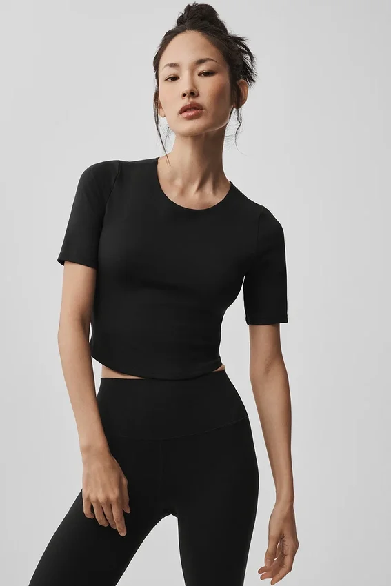 Alo Softsculpt Precision Half Sleeve Tee - Black