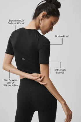 Alo Softsculpt Precision Half Sleeve Tee – Black