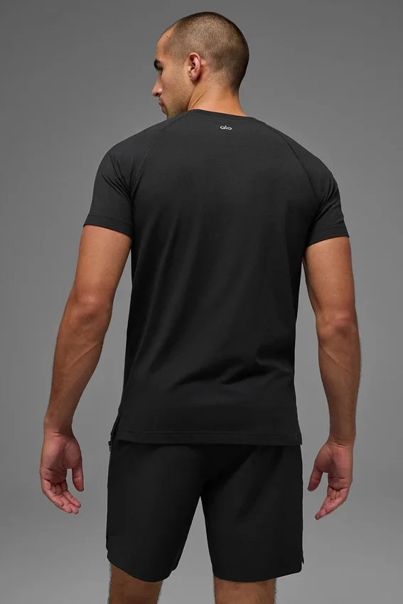 Alo Vapor Crewneck Short Sleeve - Black