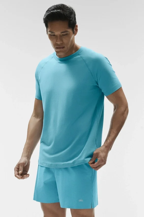 Alo Vapor Crewneck Short Sleeve - Blue Breeze