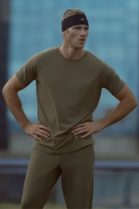 Alo Vapor Crewneck Short Sleeve - Olive Tree