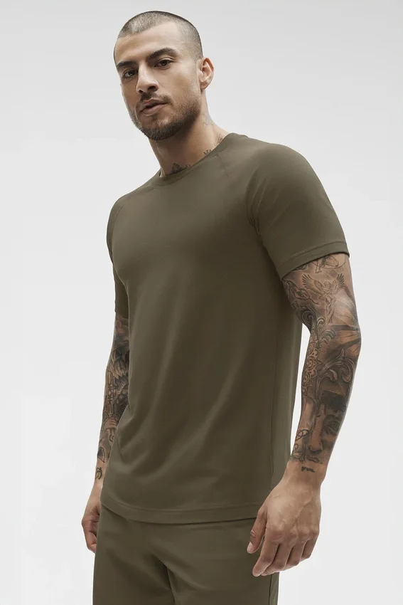 Alo Vapor Crewneck Short Sleeve - Olive Tree