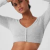 Alolux Cropped Me Time Cardigan - Athletic Heather Grey