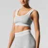 Alosoft Better Together Bra - Athletic Heather Grey/White