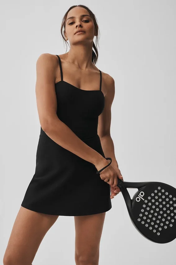 Alosoft Courtside Tennis Dress - Black
