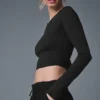 Alosoft Crop Finesse Long Sleeve - Black