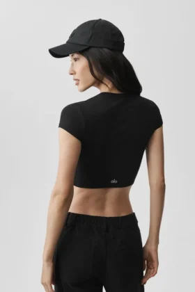 Alosoft Crop Finesse Short Sleeve – Black
