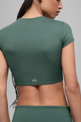Alosoft Crop Finesse Short Sleeve – Clover Green