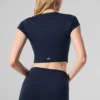 Alosoft Crop Finesse Short Sleeve - Navy