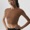 Alosoft Crop Finesse Short Sleeve - Sun Kissed Brown