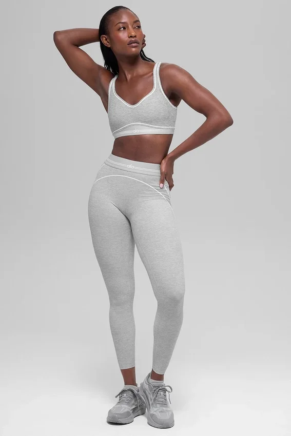 Alosoft Heart Throb Bra - Athletic Heather Grey/White