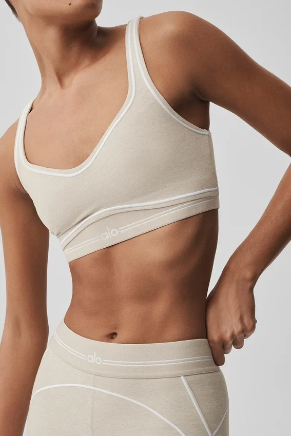 Alosoft Heart Throb Bra - Oatmeal Heather/White