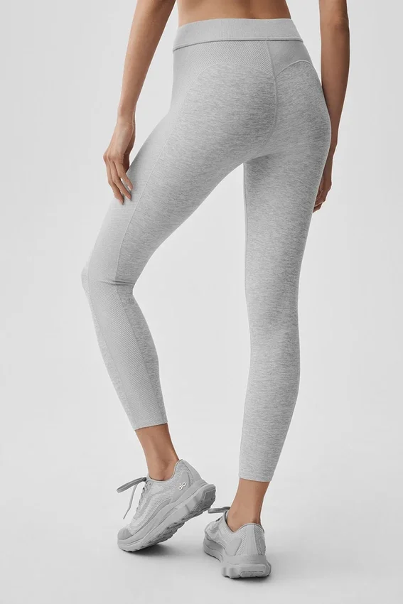 Alosoft High-Waist 7/8 Relay Legging - Athletic Heather Grey/White