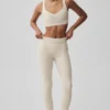Alosoft High-Waist Heart Throb Legging - Oatmeal Heather/White
