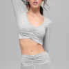 Alosoft Intuition Long Sleeve Bra - Athletic Heather Grey