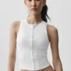 Alosoft Level up Full Zip Tank - White