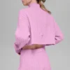 Cable Knit Cropped Winter Bliss Turtleneck Long Sleeve - Candy Heart P