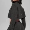 Cable Knit Cropped Winter Bliss Turtleneck Long Sleeve - Dark Heather