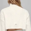 Cable Knit Cropped Winter Bliss Turtleneck Long Sleeve - Ivory