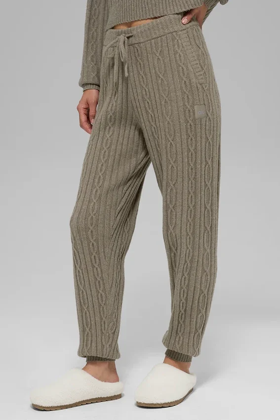 Cable Knit Winter Bliss Pant - Light Cocoa